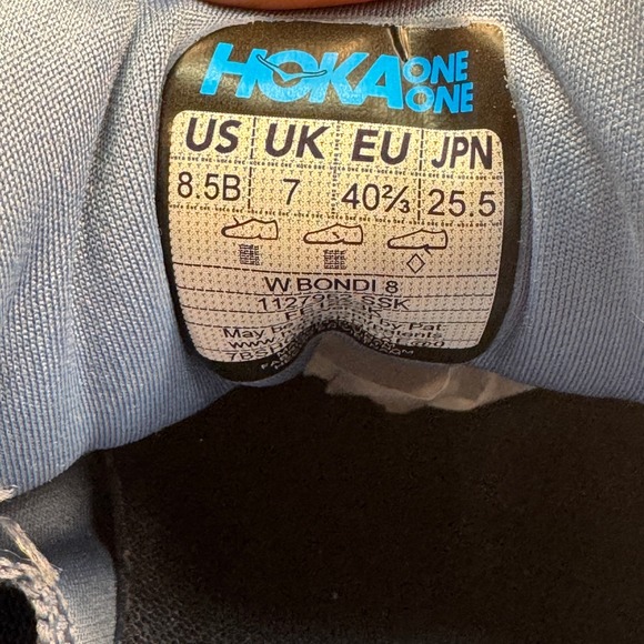 HOKA Bondi 8 Women's Running Shoes Blue Cushioned Road Sneakers Size US 8.5 - Picture 7 of 10